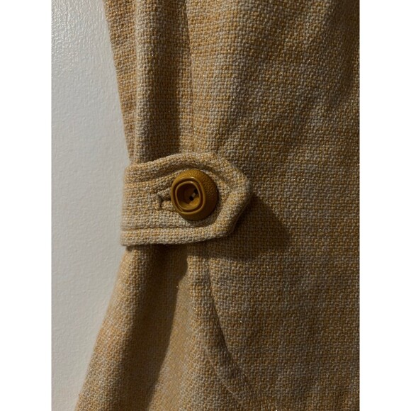 HANDMADE Vintage 60s Beige Gold Fleck Wool Blend Sleeveless Mini Dress Shift XS - Picture 3 of 5